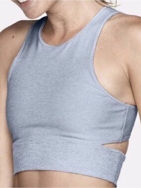 Outdoor Voices Light Gray High Neck Cutout Sports Bra